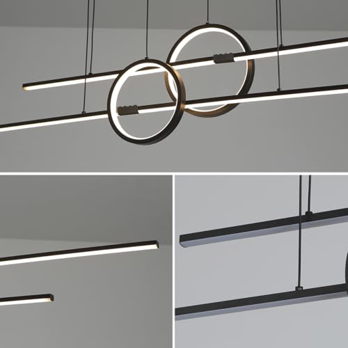 DXDEGNCAI Dimmable with RC Luminaire 45W Pendant Lights Adjustable Suspension Chandelier LED Fixtures for Dining Living Room Kitchen Bedroom Bar 3000K-6000K (Black) by DXDEGNCAI - Used condition - Image 6