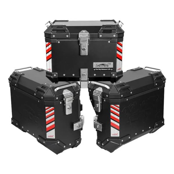 Motorcycle Three Case Set（35L 30R 45T for CFMOTO 800MTX(2024-) PIKE TRACKER SERIES Aluminum Alloy Motorbike Tail Box with Leather Lining, Waterproof Detachable Motorcycle Three Case Set Box