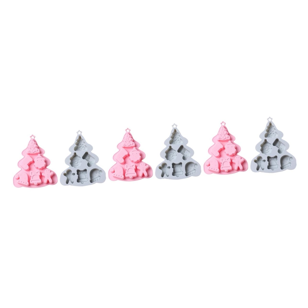 MAGICLULU 6pezzi Stampo Per Torte Di Natale Design Albero Di Natale Mold Flessibile Per Dolci Biscotti e Saponi Fatti Mano Colori