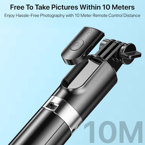 Image of DR VAKU Selfie Stick Tripod Stand with Fill Light & Wireless Remote, 69.6 inch /174CM Extendable Bluetooth Long Selfie Stick Compatible with iPhone & Android, Best for Vlogging, Reels & Travel