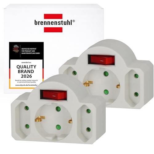 Brennenstuhl Mehrfachsteckdose (Steckdosenadapter 2-Fach Eurosteckdose mit erhöhtem Berührungsschutz) weiß