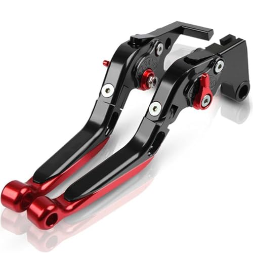 YUQUDGELKY Für YAMAHA Für TENERE 700 2019-2024 Motorradzubehör Verstellbare Faltbare Ausziehbare Bremskupplungshebel(Schwarz rot)