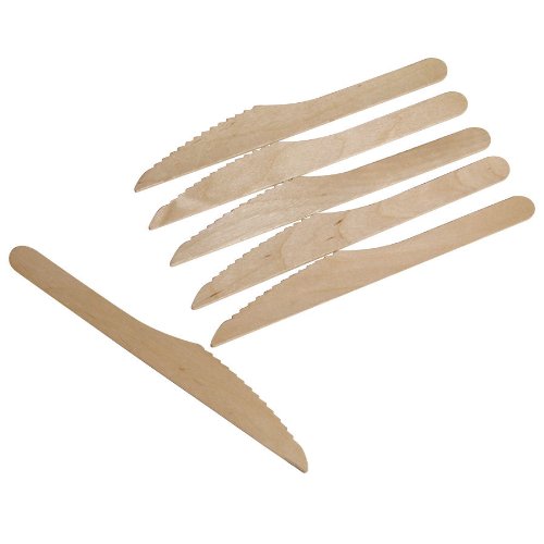 Thali sortie: 100 x 165 mm en bois de bouleau couteaux jetables biodégradables à emporter Cover