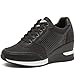 Baskets Compensées à Talons Cachés à la Mode pour Femmes - Chaussures de Marche Décontractées à Talons Hauts pour Femmes SM1-BLACK-39
