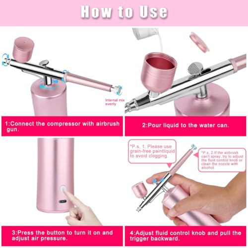 Kit aérographe avec compresseur et buse 0.3mm pour nail art et maquillage - 5