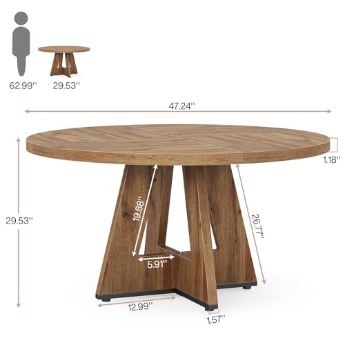 image for Tribesigns Farmhouse Dining Table, 47 Inch Round Dinner Table For 4, R