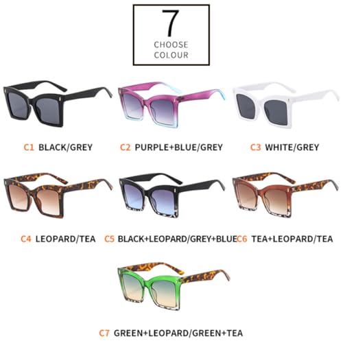 Lunettes de soleil œil de chat à rivets | Monture oversize dégradé léopard - 3