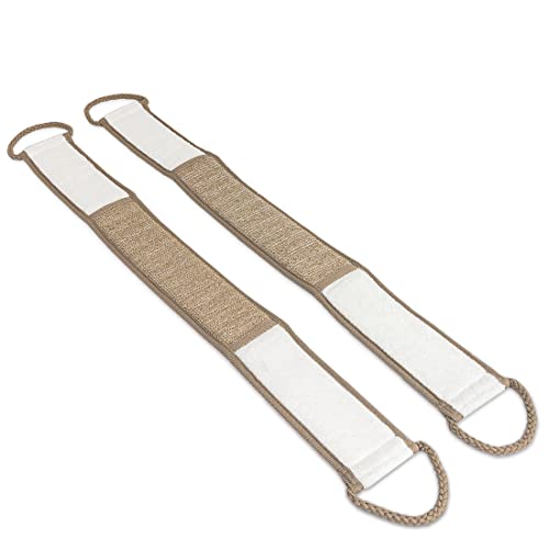 Eurow Beauty Bamboo Back Scrubber, Dual-Sided Exfoliating and Cleansing Shower Strap with Looped Handles, Gentle for All Skin Types, Reusable for Daily Spa-Like Bath Experience, 2-Pack