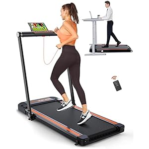 THERUN 2.5HP Treadmill, 2 in 1 Under Desk Walking Pad Treadmill, Electric Compact Space Folding Treadmill for Home Office with LED Touch Screen | 0.6-7.6MPH | Wider Running Belt, No Assembly Needed