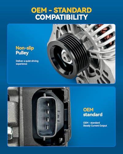 Image of PHILTOP Alternator Compatible with 11016N Hyundai Santa Fe 2004 Replacement 11016N 12V 120Amp CW 6-Groove Pulley