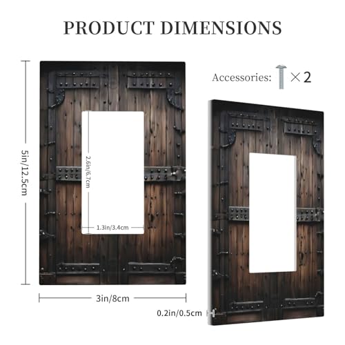 Decorative Outlet Covers Retro Brown Wood Barn Door Vintage Farmhouse 1 Gang Single Decora Gfci Device Light Switch Covers Plate 1 Rocker Wall Plate Jumbo Faceplate