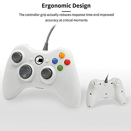 Xbox 360 Controller Wired for Xbox 360 Console & Windows, Xbox 360 Game Controller Gamepad (White) - Thumbnail 4