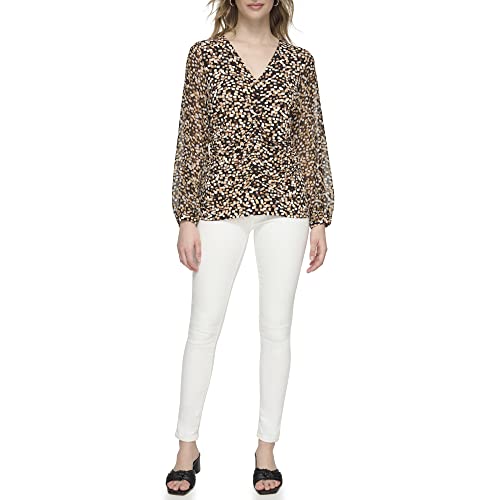 Image of Calvin Klein Womens Gathered Long Sleeve KnitSweater