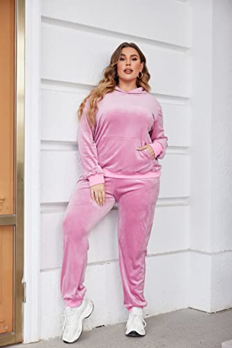 In'voland Plus Size Sweatsuits Set Long Sleeve Tracksuit Pullover Hoodie And Sweatpants Velvet Jogging Set With Pockets 3X #TOP2