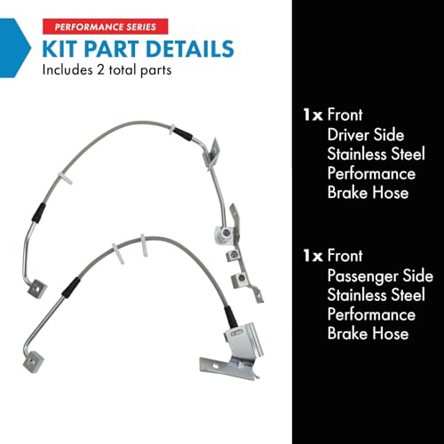 Image of TRQ Front Performance Brake Hose Set Compatible with 2002-2005 Dodge Ram 1500