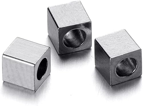 60 cuentas espaciadoras de cubo de 0.118 pulgadas para hacer joyas, cuentas espaciadoras sueltas de acero inoxidable, cuentas espaciadoras cuadradas