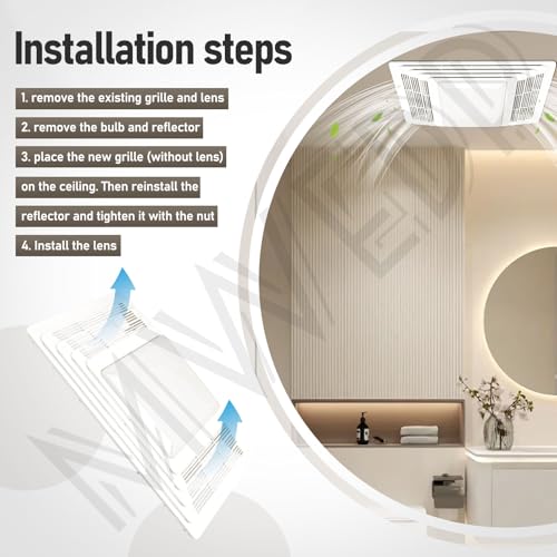 S97013662 Bathroom Fan Cover Grille and Lens Assembly Kit for Broan Nutone Exhaust Fan Cover 655, 656, 657, 659, 695, 696, HFL695 Bathroom Fan Cover, Replaces 97013662 - Thumbnail 3