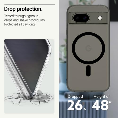 Image of Back Case Cover Compatible for Google Pixel 8A Case, Hard Case with Magnetic Wireless Charging Wireless Charging, PC + TPU Hybrid Technology, Raised Camera Protection (Black)