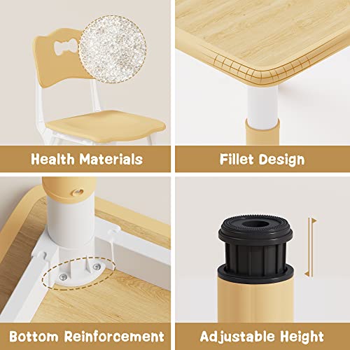 image for Brelley Kids Table and 2 Chairs Set, Height Adjustable Toddler Desk an