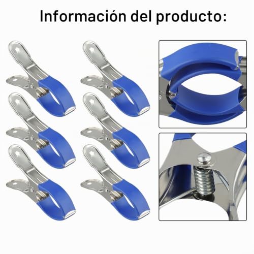 Miniatura 5 de Clips Resistentes Para Cubierta De Piscina Con Mangas Protectoras, Abrazaderas De Acero Inoxidable Multiusos Para Seguridad De Borde De Piscina Sobre El Suelo, Paquete De 30 6 Unidades, Azul