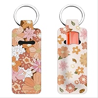 FREEBLOSS Daisy Chapstick Holder Keychain - 2 Pack Lip Balm Sleeve With Keyring For Women & Girls