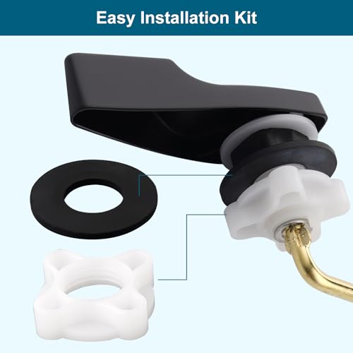 Image of Universal Side Mount Metal Toilet Handle Replacement Kit, Matte Black | Compatible with American Standard /Mansfield /Gerber /TOTO /Kohler Toilet, Toilet Tank Flusher Lever with Flapper Chain