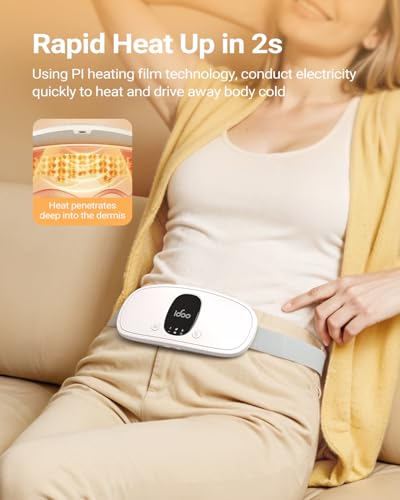 Image of iDOO Portable Heating Pad for Period Cramps, FSA Eligible Item, Gifts for Women Girlfriend Mom Wife, Back Belly Heat Pad for Menstrual Pain Relief, with 3 Heat Levels 3 Massage