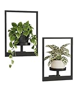 Bamworld Wandbehang Pflanzgefäße für Zimmerpflanzen 2 Set Wand Blumenständer Moderner Pflanzenständer mit Metallrahmen Blumentopfhalter zur Wandmontage Deko Pflanzenhalter für Wohnzimmer, Büro & Flur