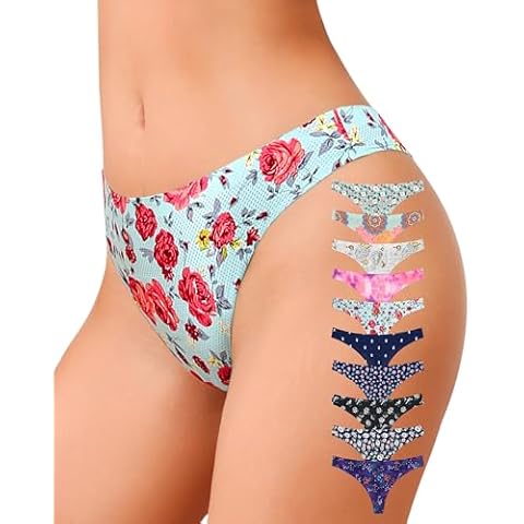 Eiggam Seamless Thongs for Women No Show Underwear Invisible Panties Soft Breathable Womens thong Underwear 10 pack(Large) Cover
