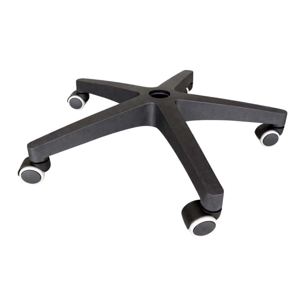 GALIZIA PRIME - Base Sedia Ufficio a 5 Razze Nera, Ricambio Sedia Ufficio con 5 Ruote Piroettanti in Gomma, Caratteristiche: Ø 640 mm; Ruote da 50mm con Perno Innesto 11mm