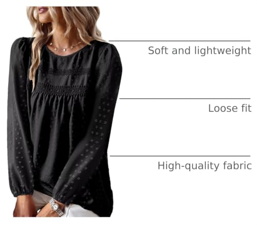 Image of Falechay Womens Tops Flowy Boho Dressy Casual Lace Cute Long Sleeve Shirts