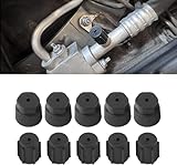 Zosgrew 10 PCS Car AC Valve Cap, High and Low Pressure Air Conditioning System Port Sealing Kit, Universal Car Air Conditioner Repair Parts, for Most Cars (Black)