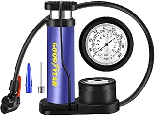 Goodyear bike pump - foot pump for tyre - basketball, football & bicycle pump - mini bike pump - foot pump for car tyres - bike pump presta valve - mini bike pump - Foot Pump for Car & Bicycle's Tyres