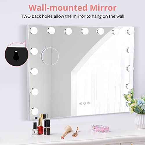 Koolee Makeup Mirror, 23X19In Hollywood Makeup Mirror With 15 Bulbs, 3 Light Colors, Touch Screen, Usb Port, Desktop And Wall Mount, For Homes, Professional Makeup Rooms, Shopping Malls… #TOP5
