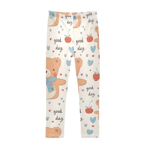 ALAZA Girls' Leggings Children's Yoga Pants Skinny Printed Dance Bear Strawberry Lovely Comfortable 4T