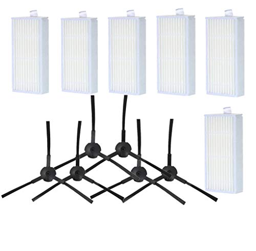 Sweet D Kit de recambios para Robotic Aspiradoras de ILIFE V3s V5 V5s Pro - 6 Filtros Hepa + 6 Cepillos Laterales (Izquierdo + Derecho), Accesorios, 12 pzs