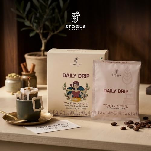 Image of STOGUS Coffee | Toasted Autumn | Arabica Coffee Bags | Pack of 5 (11g x 5) | Medium Roast | Caramel, Almond & Grapefruit Notes