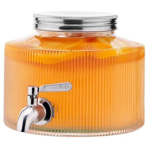 Navaris Distributeur de Boisson avec Robinet 2,7 L - Fontaine Punch Jarre en Verre Thermorésistante pour Boissons Froides et Chaudes Jusqu'à 60° - Bonbonne pour Eau...