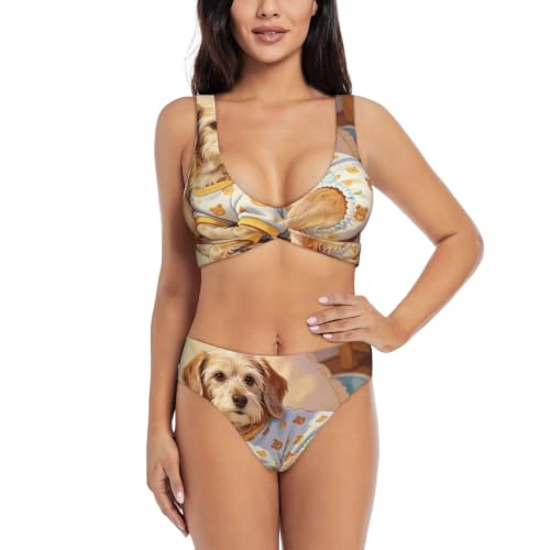Maillot de bain deux pièces push-up femme triangle réglable de plage