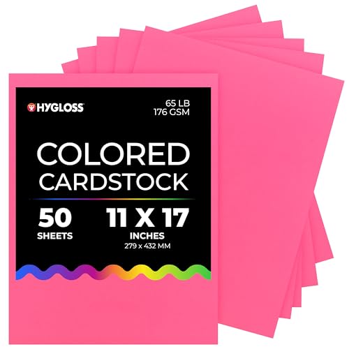 Papier cartonné rose vif Hygloss 28x43.2 cm de 50 feuilles pour loisirs