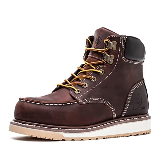 SL-Saint Bottes de travail imperméables Steel/Soft Moc Toe Classic pour hommes Goodyear-welted 6'' Brown (Pointe d'acier marron, Adulte, Homme, 42.5, Numérique, Système Taille Chaussures EU, Large)
