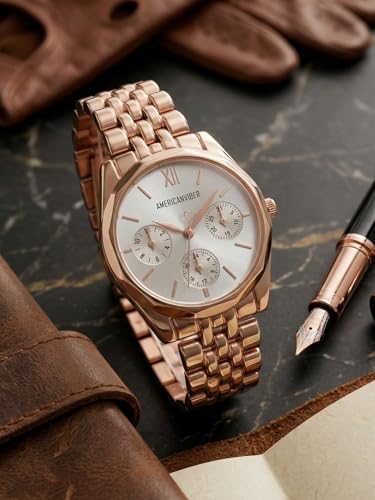 Image of AMERICANVIBER Rose Gold Women Watches | Girl Watch | Watch for Women | Diamond Studed | Premium Design | Trendy Fashionable | Under 499