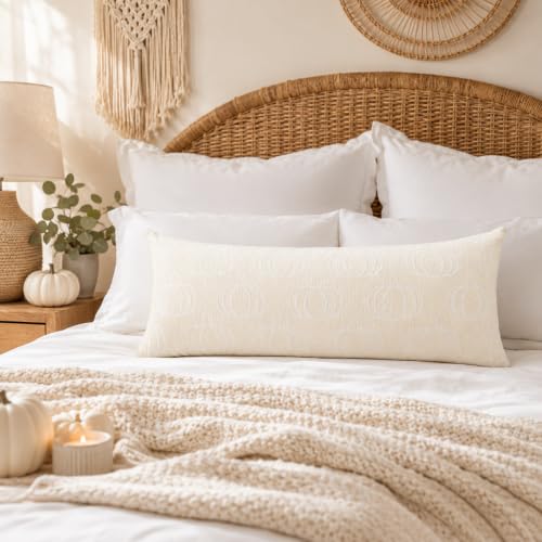 Image of Fall Pillow Covers 14x36,Soft Chenille Double-Sided Pumpkin & Plaid, Thick & Cozy Farmhouse Autumn Decorative Cushion Covers for Couch Sofa Bed(Beige,14x36)