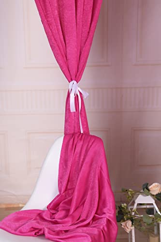 Sherway 2 Panels 4.8 Feet X 10 Feet Fuchsia Thick Satin Wedding Backdrop Drapes, Non-Transparent Window Curtains For Party Ceremony Stage Decoration #TOP3