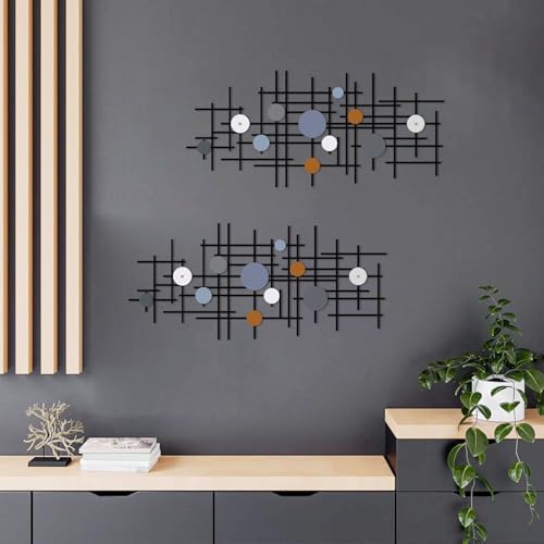 Art mural moderne en métal ruelen : lot de 2 décors géométriques 3D - 5