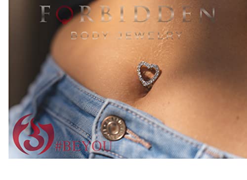 Forbidden Body Jewelry Belly Button Rings Pave Cz Crystal Heart Reverse Hinged Top Down Belly Rings Surgical Steel 14G #TOP2