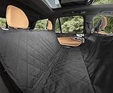 Plush Paws Pet Seat Cover Dog Car Removable Hammock for Compact Small Cars, Trucks and SUVs - Black, 100% Waterproof, Side Flaps, Fitted Elastic Skirt and Machine Washable