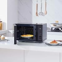 Toshiba MV-AM20T(BK) Mikrowelle/Solo-Mikrowelle/ 20 L/ 800 W/ 5 Leistungsstufen/ 12 Automatikprogramme/Emaille Innenraum/einfach zu reinigen/Auftaufunktion/Glasdrehteller (24,5 cm) /Schwarz – Ansicht 9