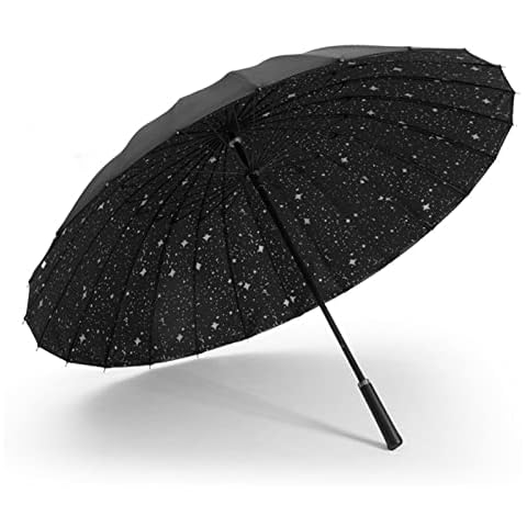 Meichoon Large Stick Star Umbrella with Leather Handle Cover