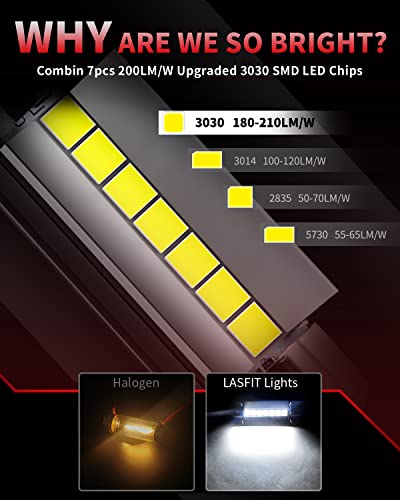 Image of LASFIT Super Bright 578 LED Bulb 42mm Festoon 211-2 212-2 214-2 560 12844 Canbus Error Free 1.65 inch Upgraded for Dome Map Door Interior Door Trunk Glove Box Vanity Mirror Lights Xenon White (4pcs)